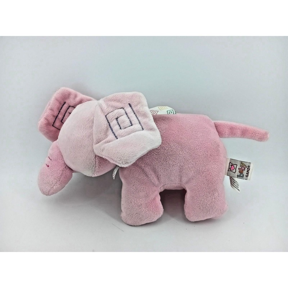 Ganz Baby Pink Elephant Rattle Plush Stuffed‎ Animal Soft Toy VG